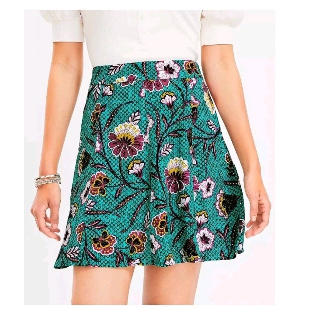 NWT Loft Teal Floral A-Line Skirt Sz 4